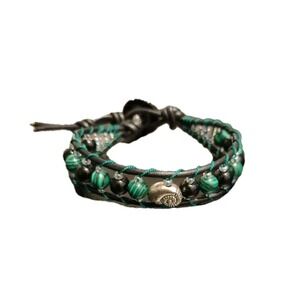 Single Wrap Beaded Leather Bracelet with Shell Bead